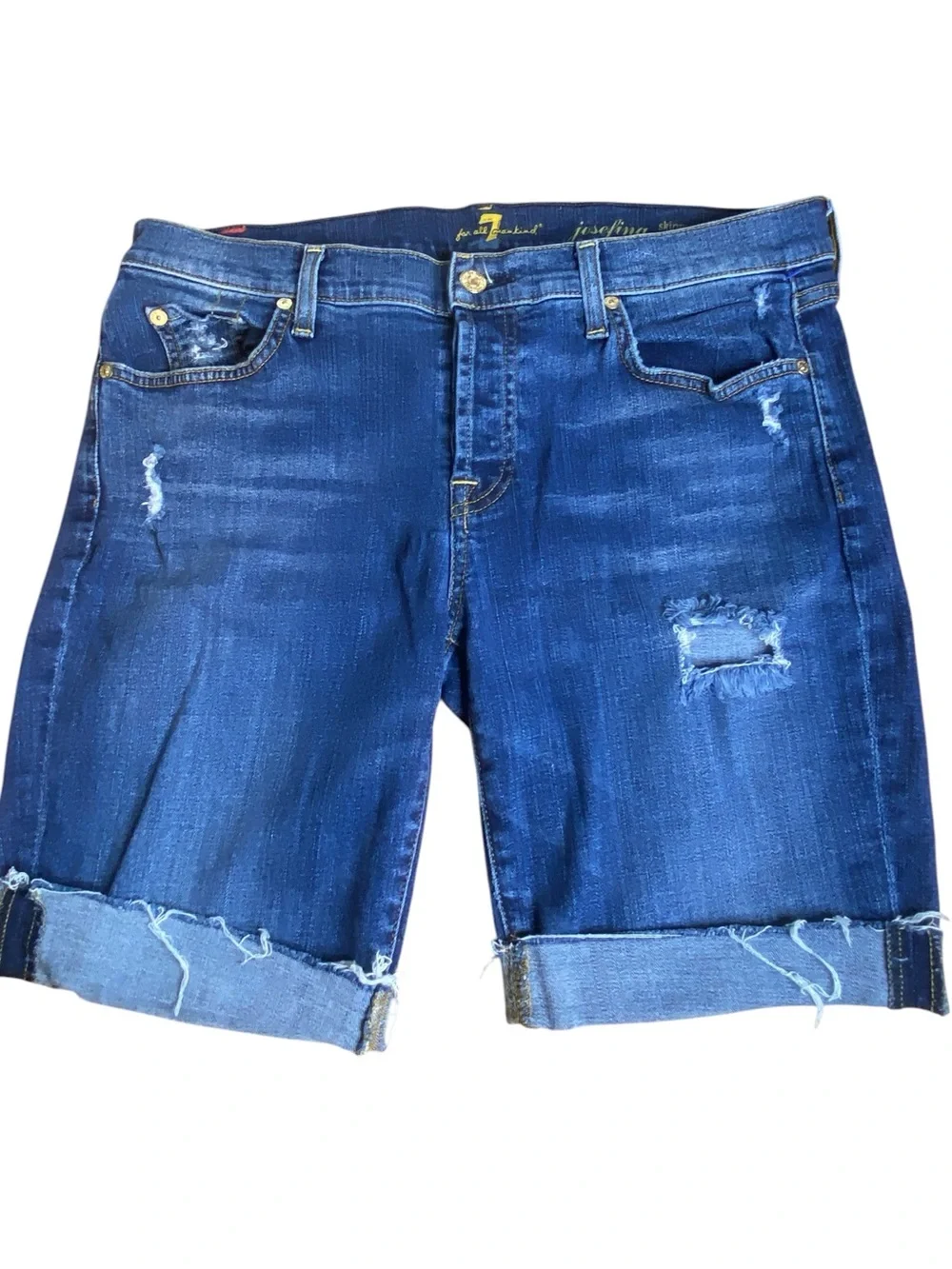 7 for all Mankind Josefina Skinny Boyfriend Cuffed Shorts Women’s Size 30